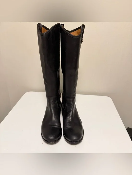 Frye Melissa Tall Riding Boot 3470412 Black Inside Zip Boots Women’s US 9.5 B - Picture 2 of 9